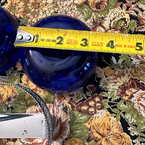 Cobalt blue dual server bowls in silver plated holder - Picture 8 of 8